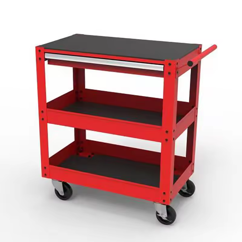 2024 High Quality 3 Shelves Steel Tool Cart Storage Service Trolley for Garage Warehouse Barber Shop and Beauty Salon