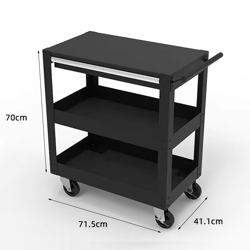 2024 High Quality 3 Shelves Steel Tool Cart Storage Service Trolley for Garage Warehouse Barber Shop and Beauty Salon