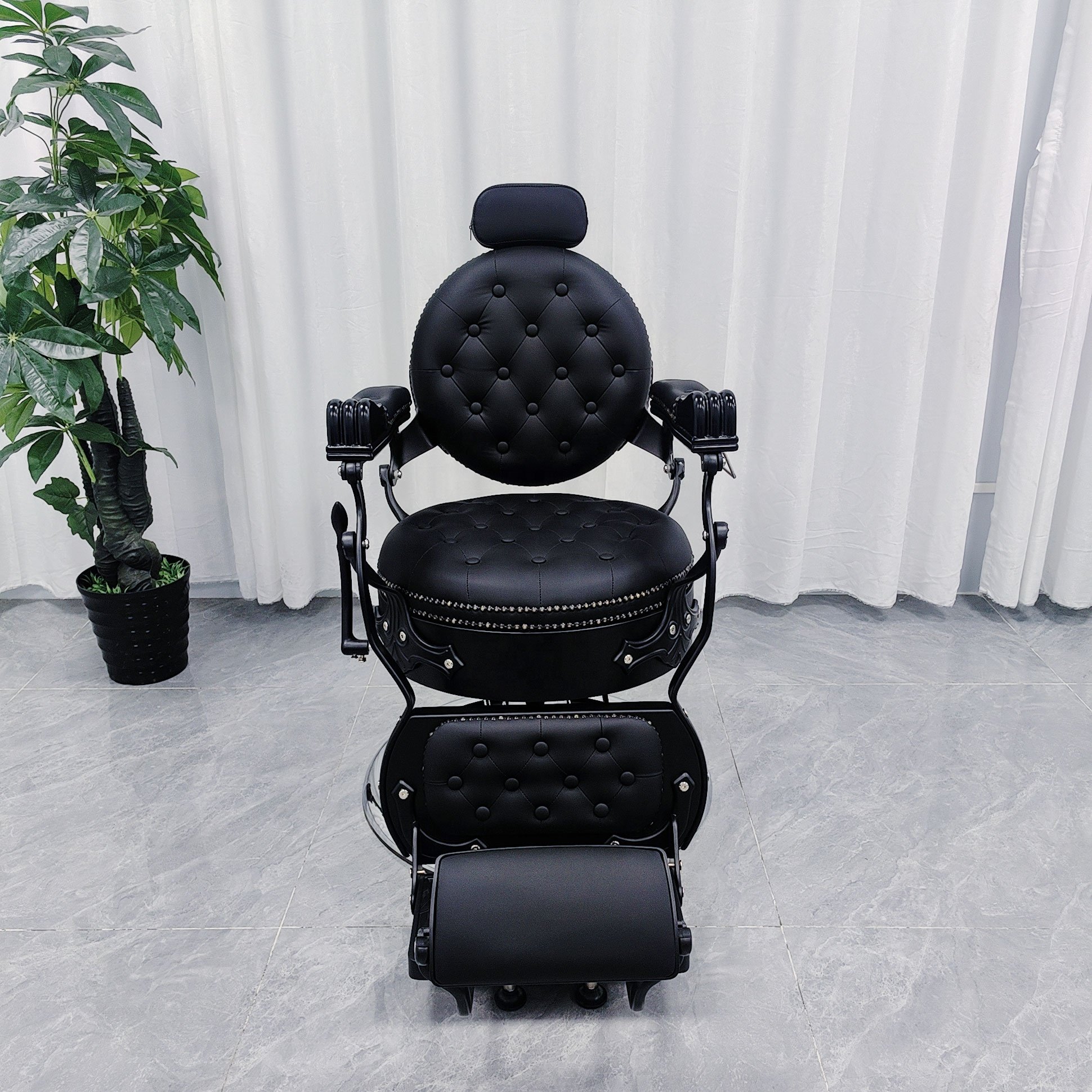 Top grade Retro Men All Black Barber Chair classics Salon Hairdressing chairs Hydraulic chair Factory wholesale