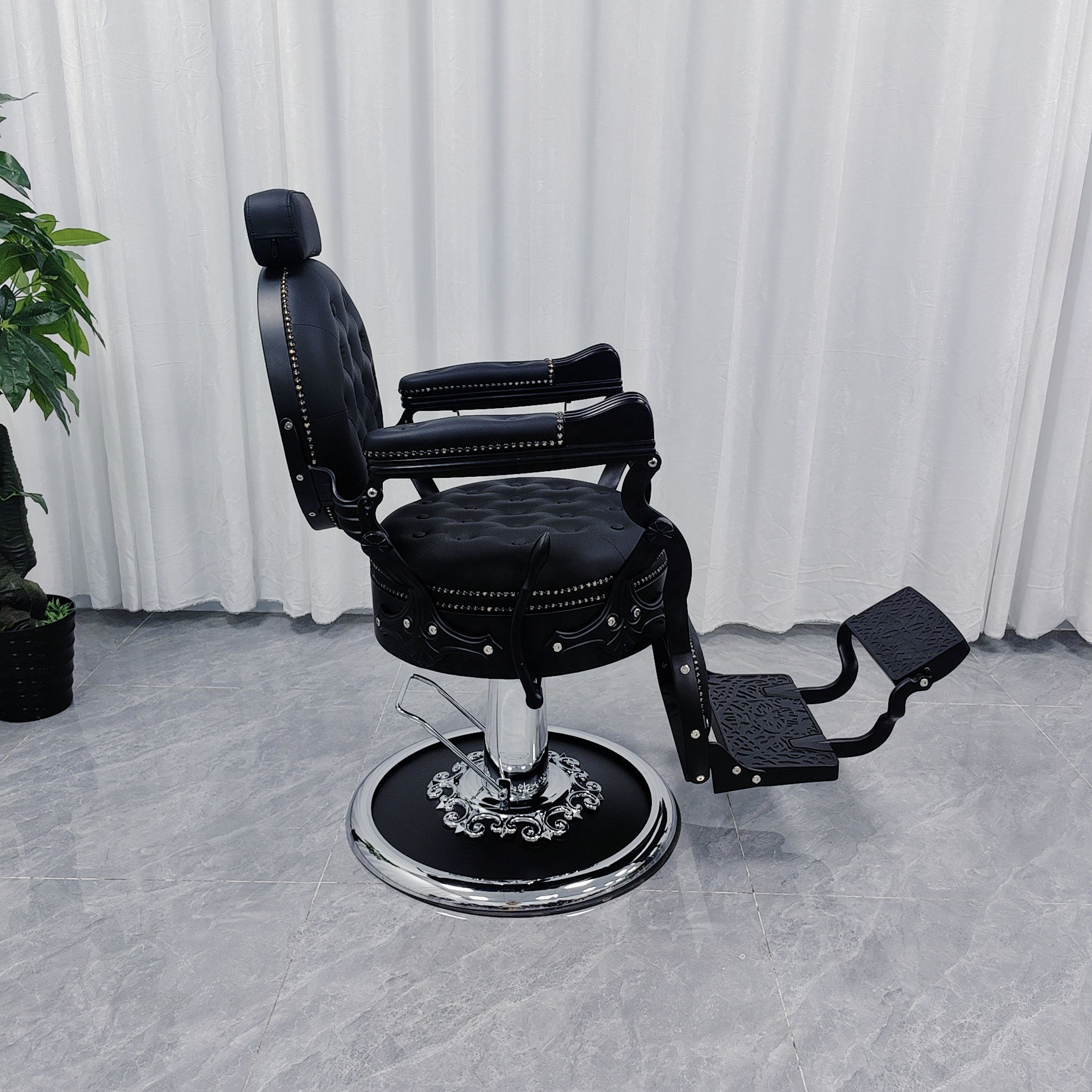 Top grade Retro Men All Black Barber Chair classics Salon Hairdressing chairs Hydraulic chair Factory wholesale