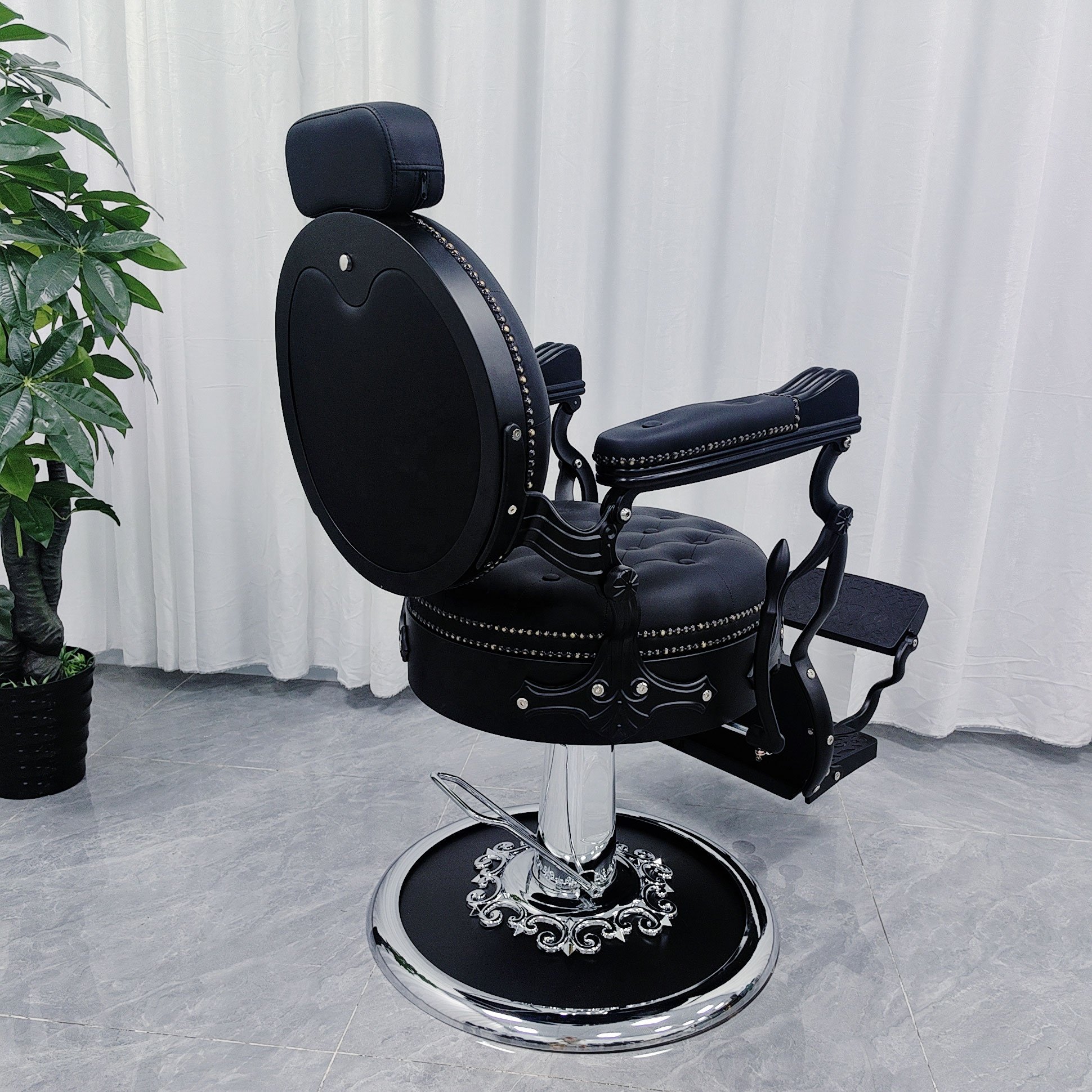 Top grade Retro Men All Black Barber Chair classics Salon Hairdressing chairs Hydraulic chair Factory wholesale