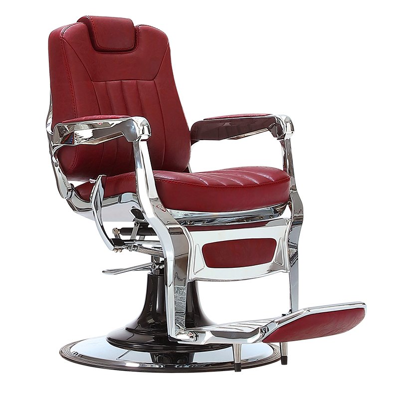 Classic Barber Chair with Upside-Down Lifting Mechanism, Custom Cowhide Leather, and Structured Cotton Design