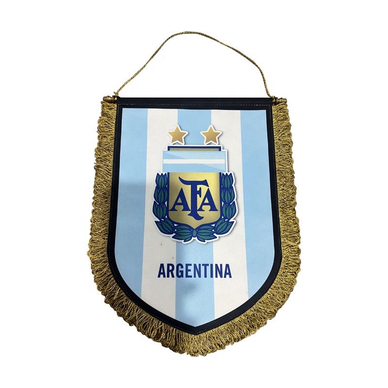 Custom Printing Football Mini Flag And Pennants With Fringe High Quality Mini Double Sided Football Soccer Club Exchange Flags