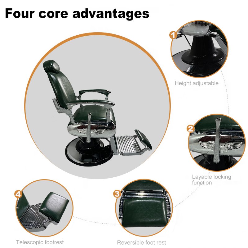 Modern Hair Cutting Barber Shop Chairs Factory Gray Leather Salon Chair Styling Furniture Barber Chair For Sale