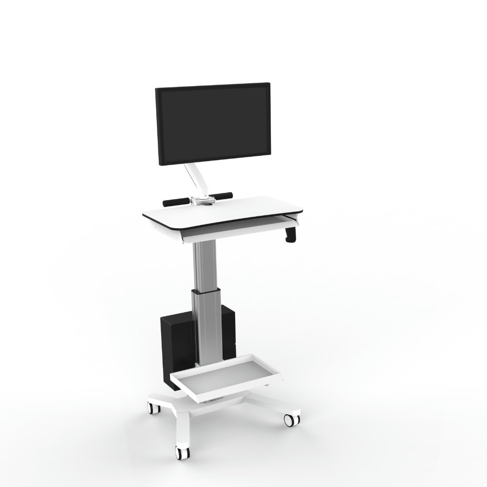 Height Adjustable Mobile Workstation Laptop Cart Monitor Medical Trolley Hospital Clinic Medical Tablet Trolley