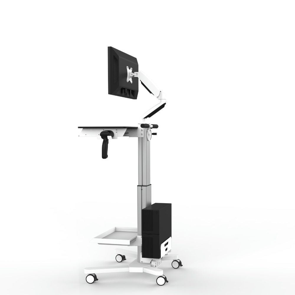 Height Adjustable Mobile Workstation Laptop Cart Monitor Medical Trolley Hospital Clinic Medical Tablet Trolley
