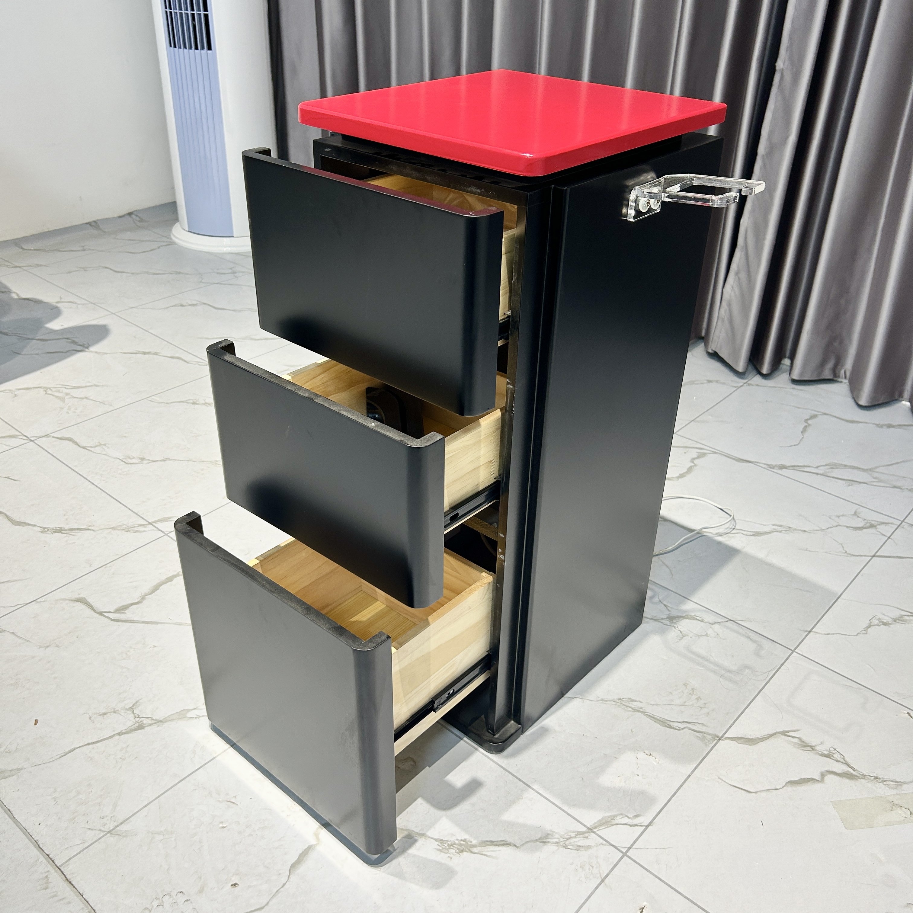 Barber cart Simple barbershop trolley Hairdresser cabinet with salon drawers Wooden cabinet