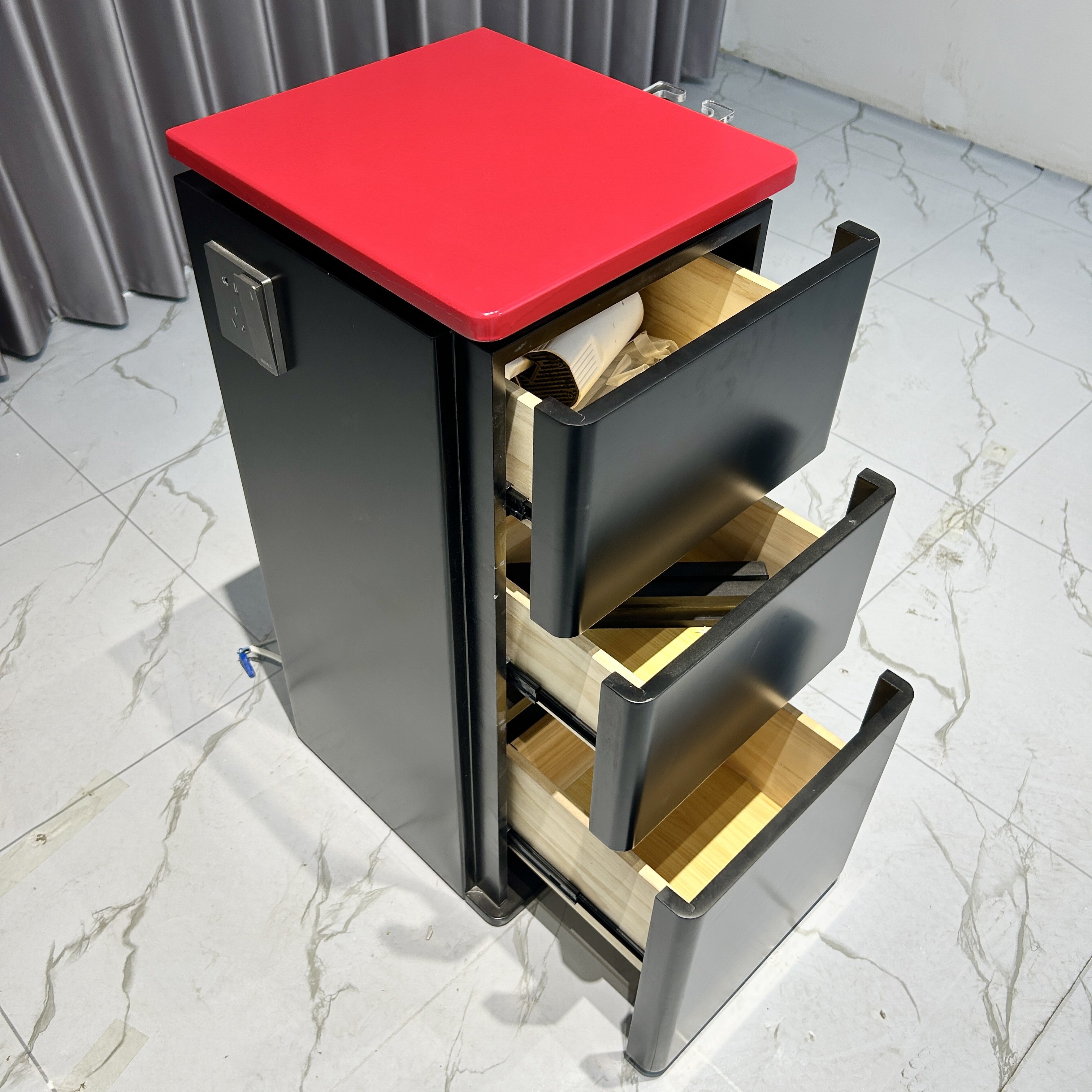 Barber cart Simple barbershop trolley Hairdresser cabinet with salon drawers Wooden cabinet