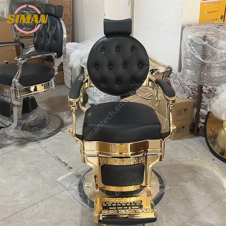 Siman high quality barber chair comfortable durable hydraulic pump golden silver rose golden base salon furniture barbershop