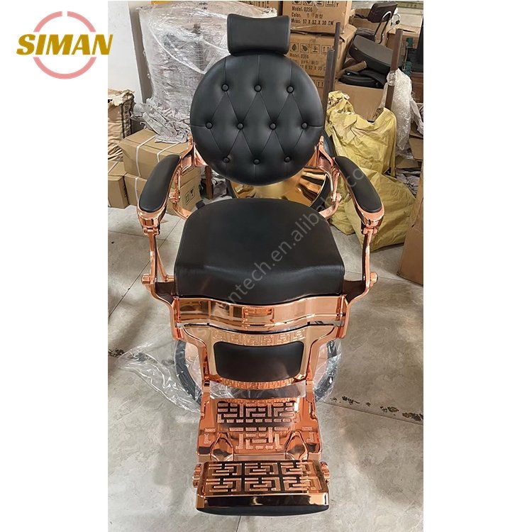 Siman high quality barber chair comfortable durable hydraulic pump golden silver rose golden base salon furniture barbershop