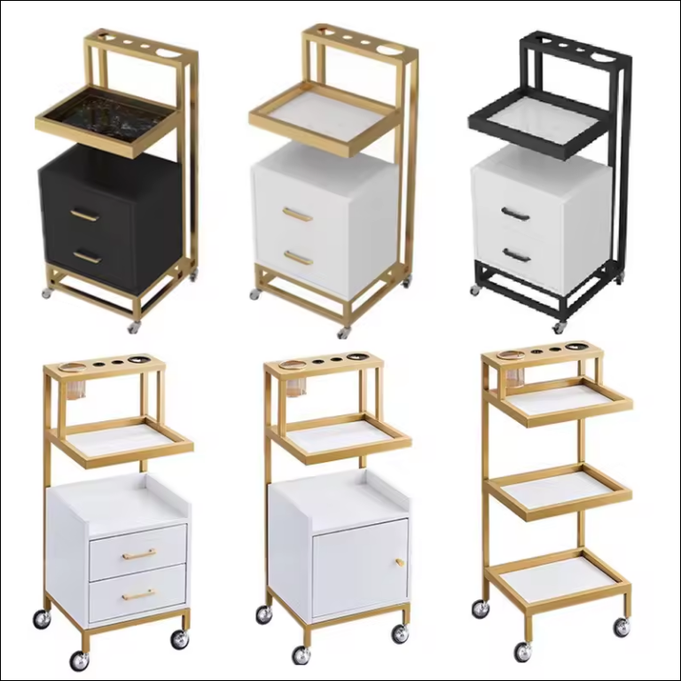Hot Selling Beauty Cart Beauty Salon Storage Trolley Luxury Folding Beauty Trolley Ironing And Dyeing Tool Cart esthetician cart