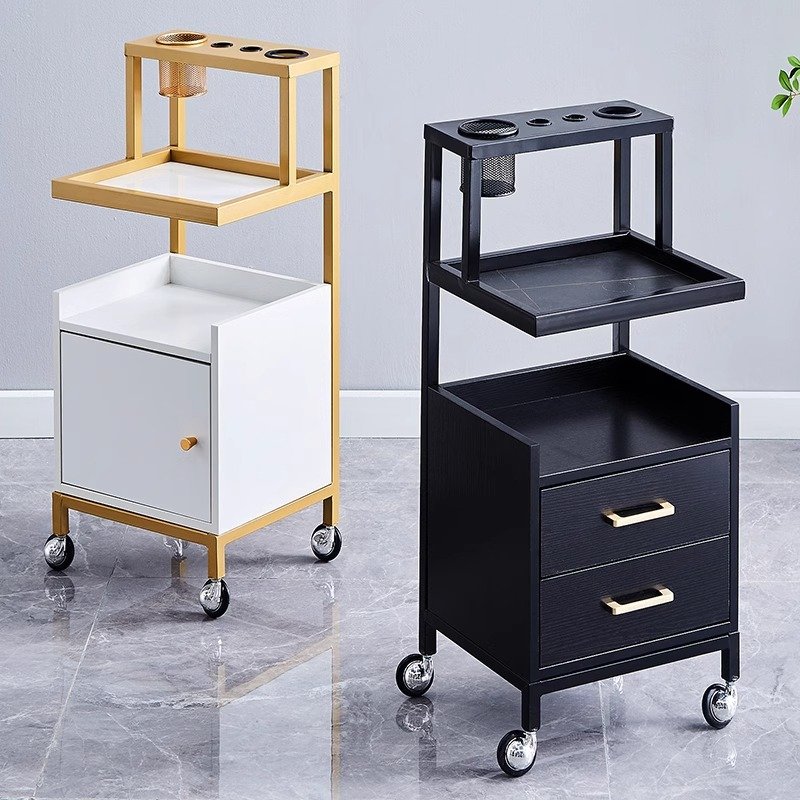 Luxury wooden White or Black salon barber trolley