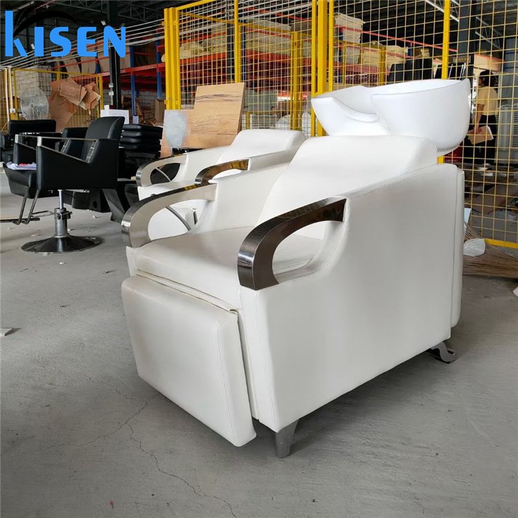 Kisen Cheap Modern Salon Furniture Black Shampoo Chair Bed For Barber Shop Use Ready to Ship