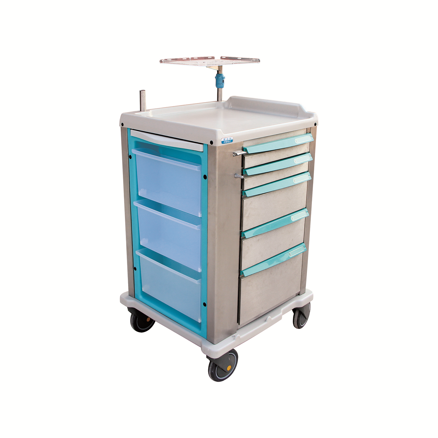 Luxurious Emergency Trolley Hospital Italy Movable ABS Mobile Plastic Emergency Medical Crash Trolley Cart
