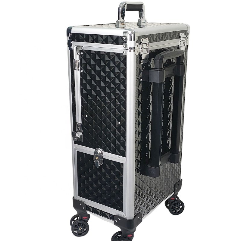 New design professional makeup trolley case Rolling makeup train case hair stylist Salon Barber Case for Nail Tech Hairstylist
