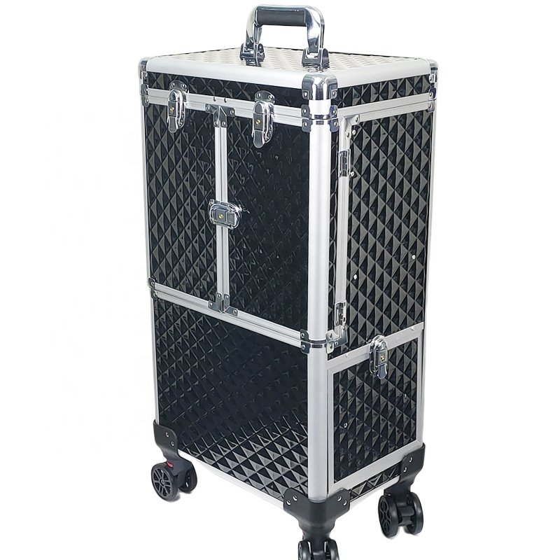 New design professional makeup trolley case Rolling makeup train case hair stylist Salon Barber Case for Nail Tech Hairstylist