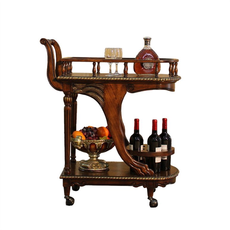 Restaurant Food Service Trolley Commercial Prices 4 Wheel Solid Wooden Tea Kitchen Food Serving Trolley