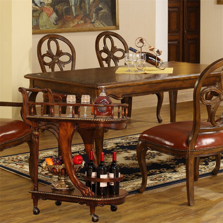 Restaurant Food Service Trolley Commercial Prices 4 Wheel Solid Wooden Tea Kitchen Food Serving Trolley