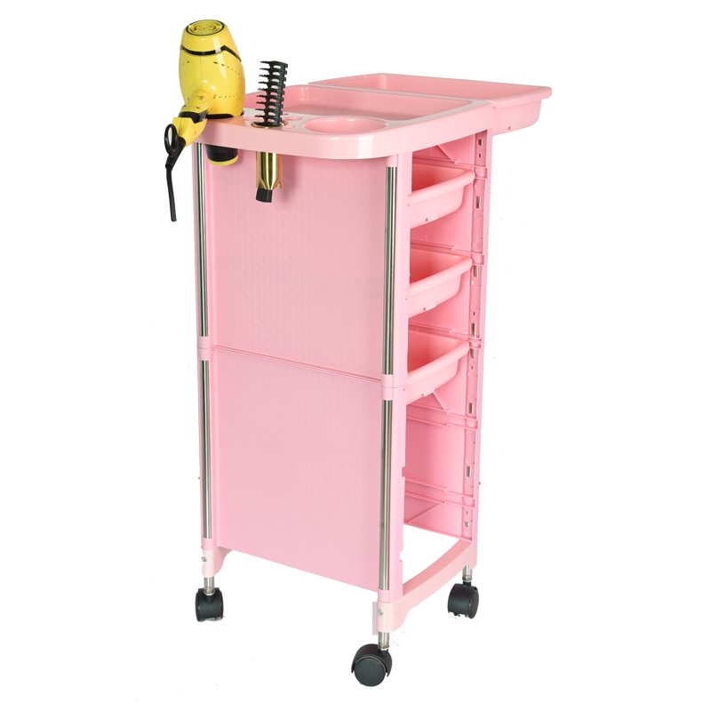 Pink Rolling Tray Salon SPA Trolley Cart for Tattoo & Beauty Equipment Storage for Home Living Room or Kitchen Use