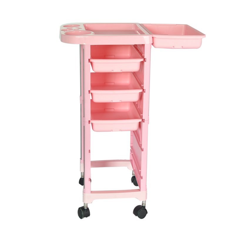 Pink Rolling Tray Salon SPA Trolley Cart for Tattoo & Beauty Equipment Storage for Home Living Room or Kitchen Use