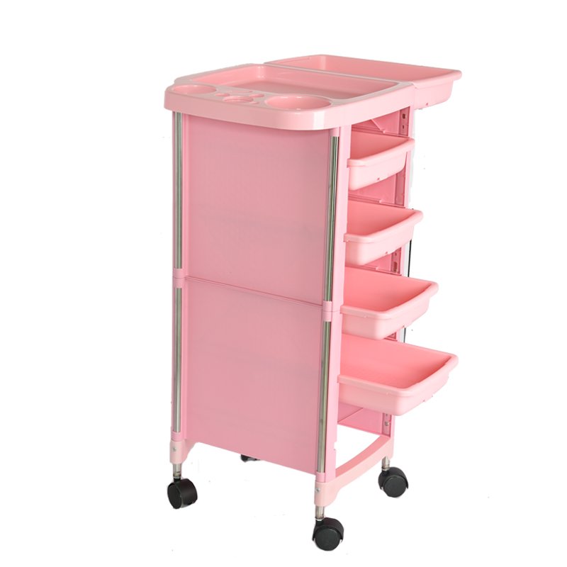 Pink Rolling Tray Salon SPA Trolley Cart for Tattoo & Beauty Equipment Storage for Home Living Room or Kitchen Use