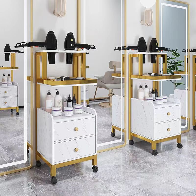 Latest Design Salon Furniture Gold Salon Trolley Removable Beauty Trolley Makeup Storage Trolley
