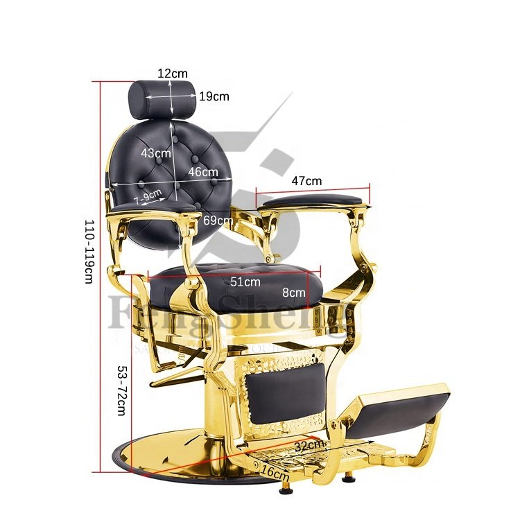 Wholesale Salon Hair Chair Classic vintage barber luxurious Salon furniture Barber Chair Antique Gold Men's Hairdressing Chair
