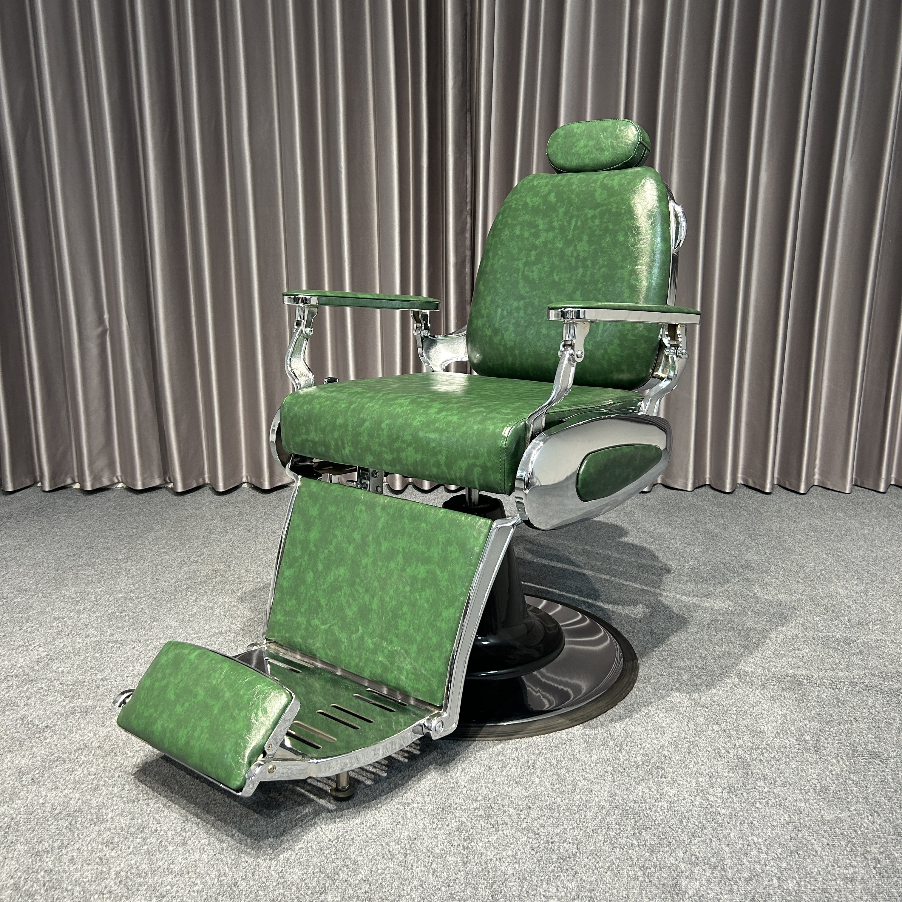 Barber Shop Furniture Barber Chair Green Adjustable Metal Salon Barber Chair