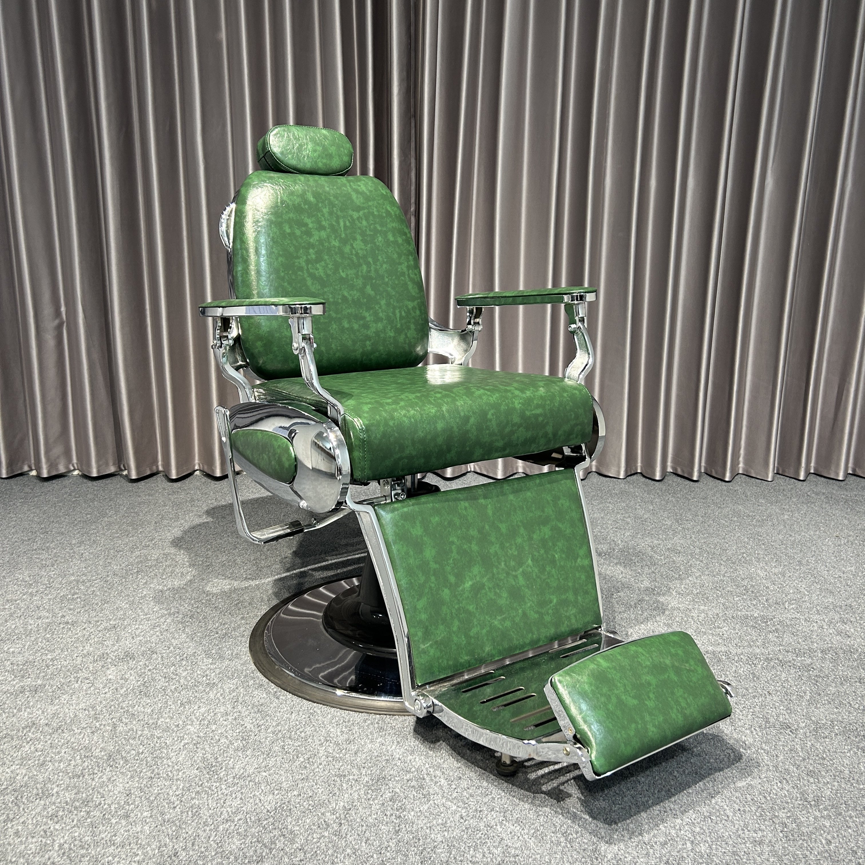 Barber Shop Furniture Barber Chair Green Adjustable Metal Salon Barber Chair