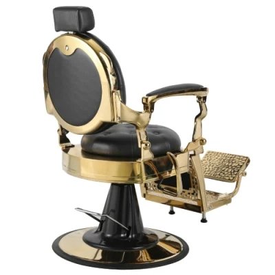 Retro Black Gold Barber Chair Swivel Oil Head Hair Cutting Chair Comfortable Salon Barber Chair