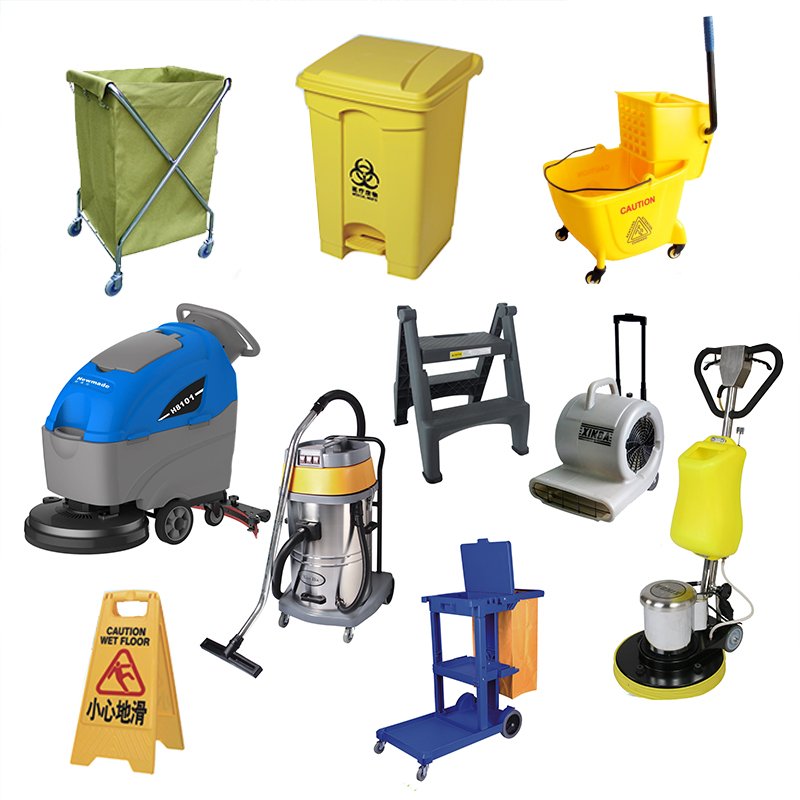 Hospital Hotel Folding Janitor Cart Housekeeping Equipments Cleaning Trolley Cart Service Trolley