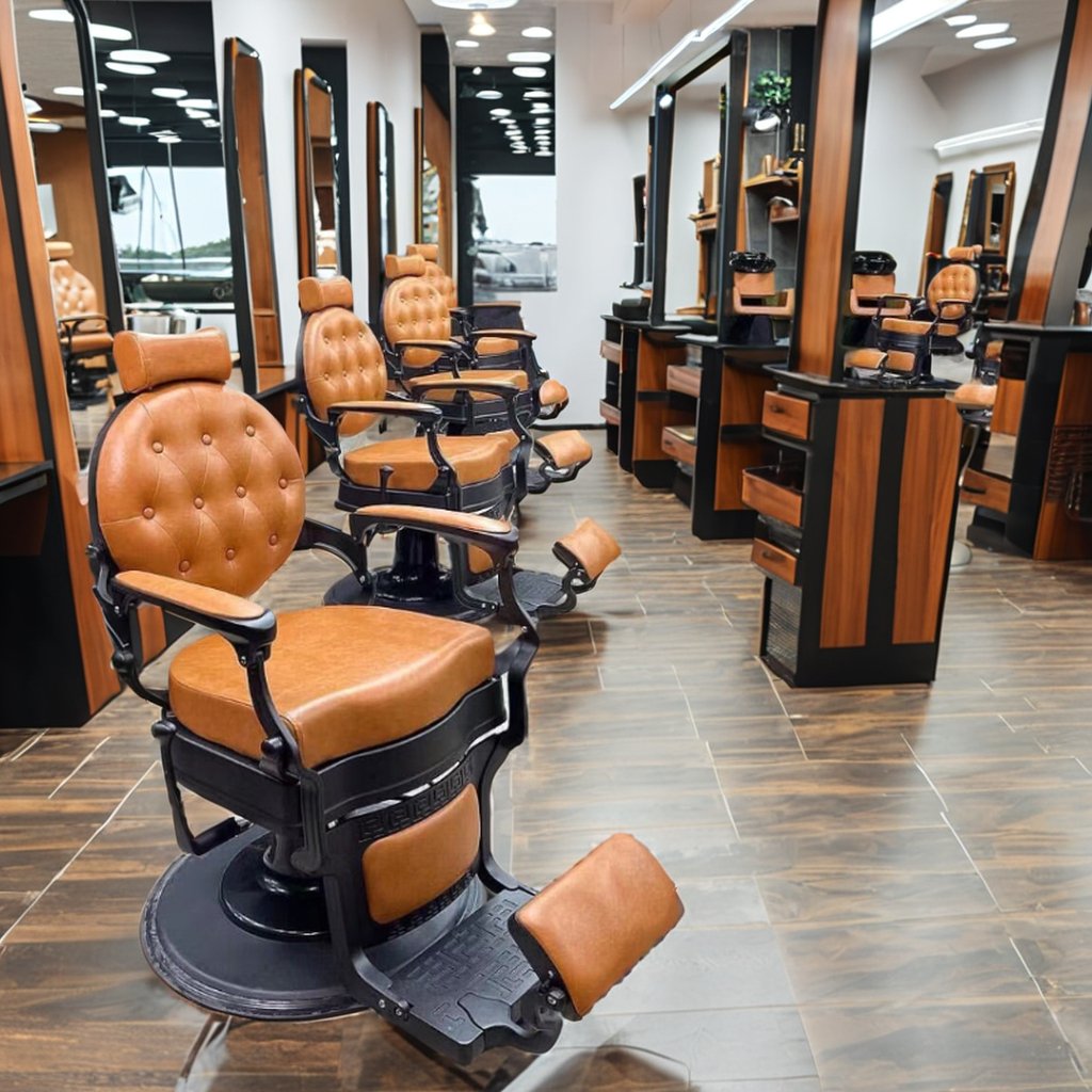 High-End 1-Piece Set of Modern Fabric Barber Chairs for Home and Salon Commercial Furniture with Leather Finish