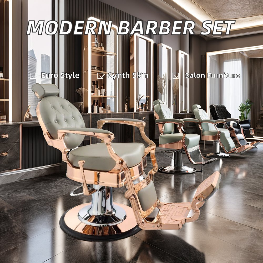 High-End 1-Piece Set of Modern Fabric Barber Chairs for Home and Salon Commercial Furniture with Leather Finish