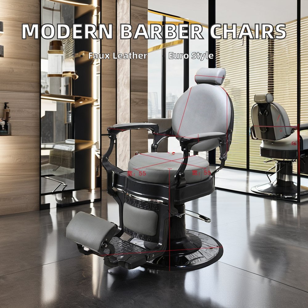 High-End 1-Piece Set of Modern Fabric Barber Chairs for Home and Salon Commercial Furniture with Leather Finish