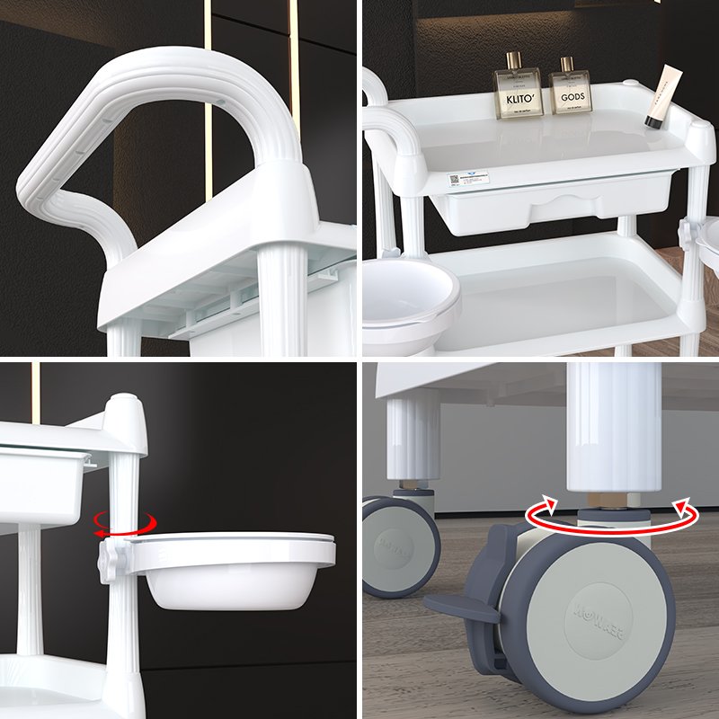 Factory wholesale new two-story beauty salon multi-functional beauty storage car Spa trolley with spa bowl dirt bucket