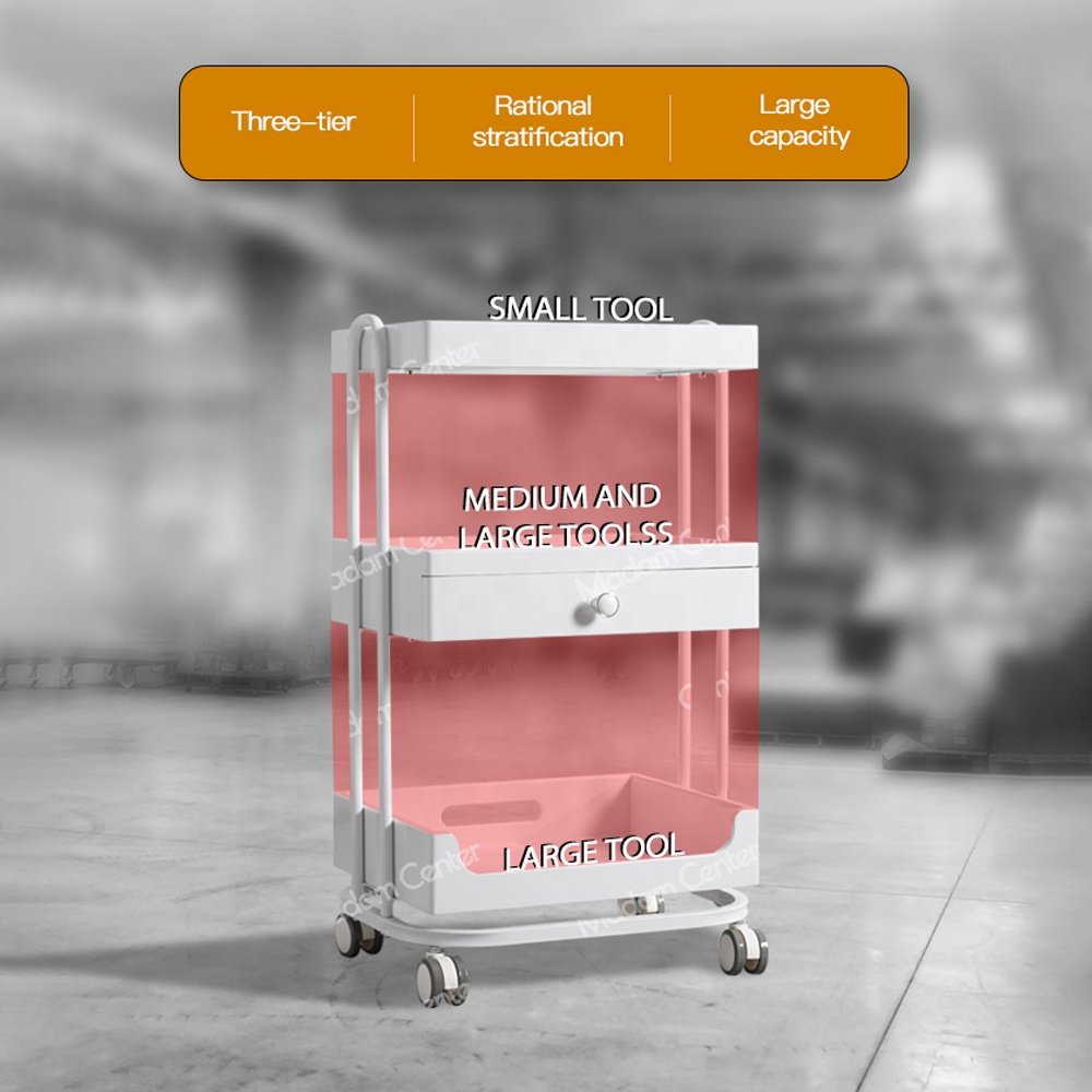 Madamcenter Hair Beauty Salon Furniture Nail Pedicure Manicure Trolley Beauty Salon Trolley Cart With Wheels Drawers