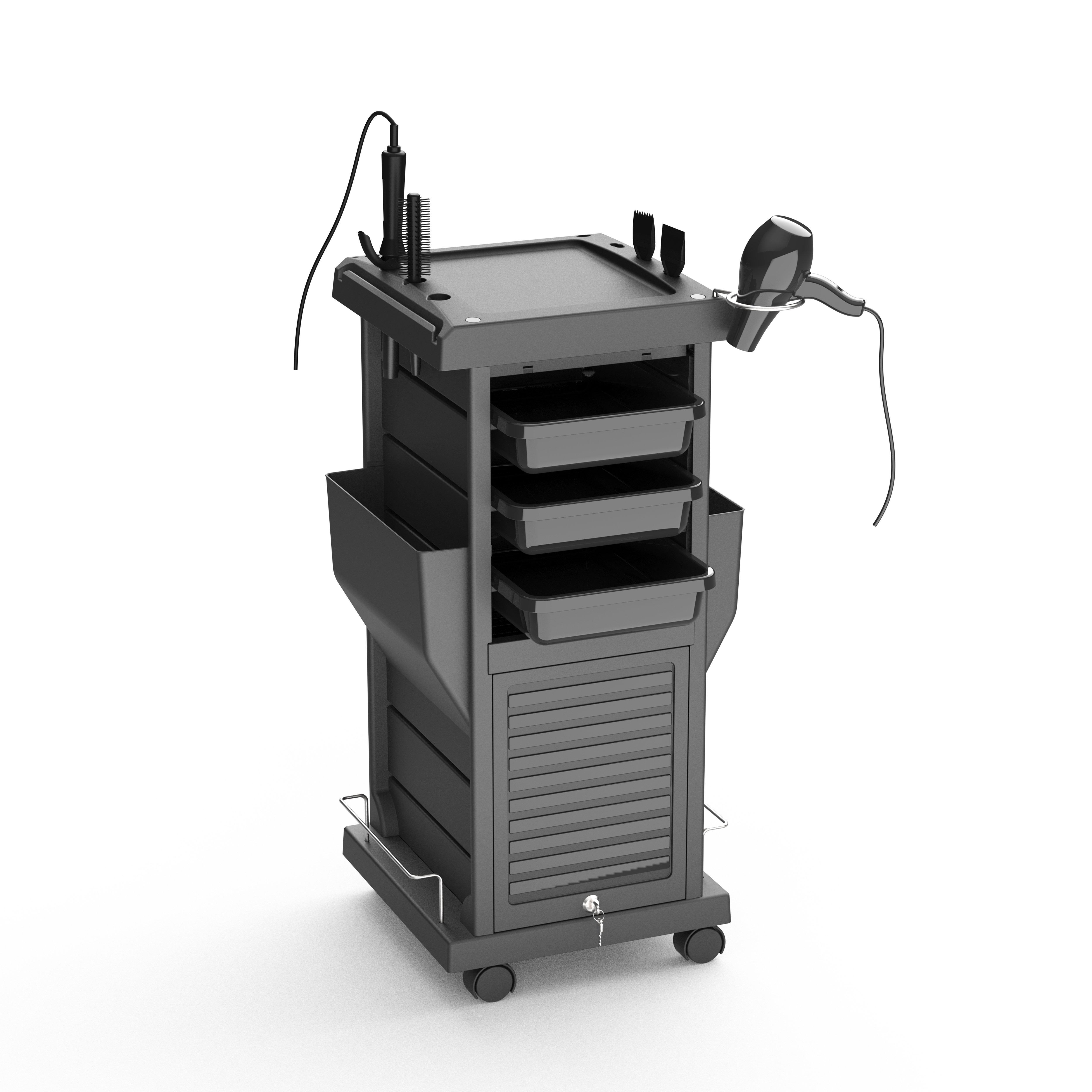 White Lockable Hair Salon Trolley equipment