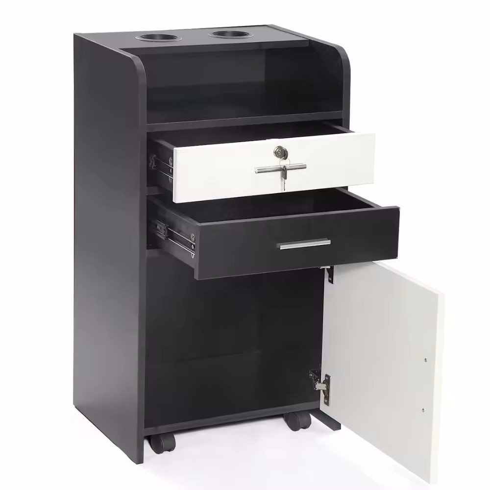 Wholesale Wood Barbershop trolleys Super Premium Beauty trolleys with hair dryer holes MDF Wood beauty salon equipment