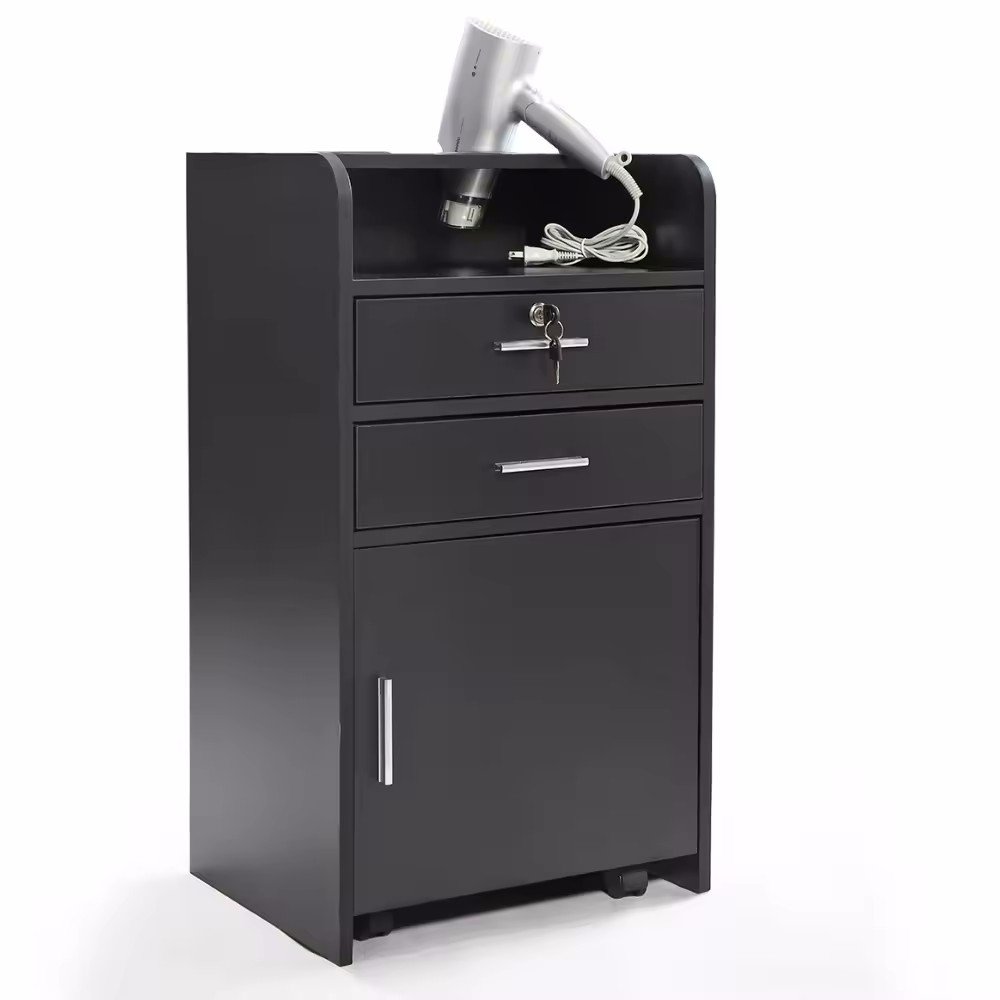 Wholesale Wood Barbershop trolleys Super Premium Beauty trolleys with hair dryer holes MDF Wood beauty salon equipment