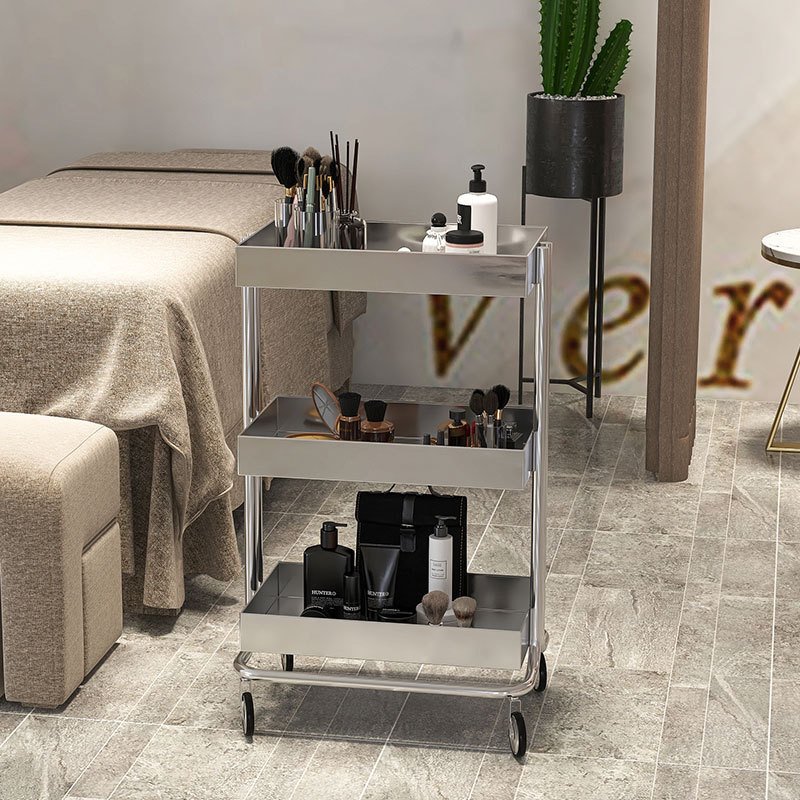 Factory Direct ODM&OEM Hair Salon Three-layer Storage Rack Trolley Beauty Living Room Metal Salon Furniture Modern 45*30*85cm