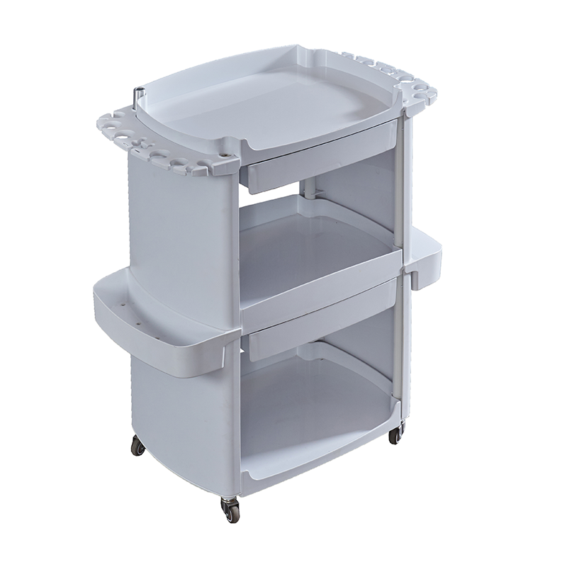 Professional Luxury Salon Trolley Cart with Drawers European Style Plastic Salon Furniture Set 3-Tier Shelf