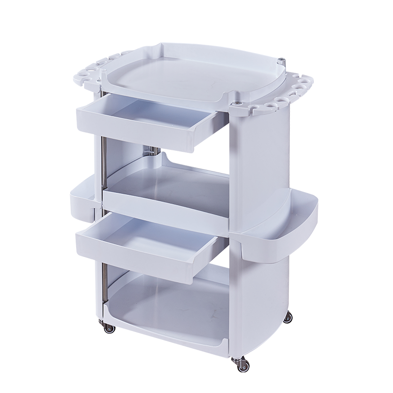 Professional Luxury Salon Trolley Cart with Drawers European Style Plastic Salon Furniture Set 3-Tier Shelf