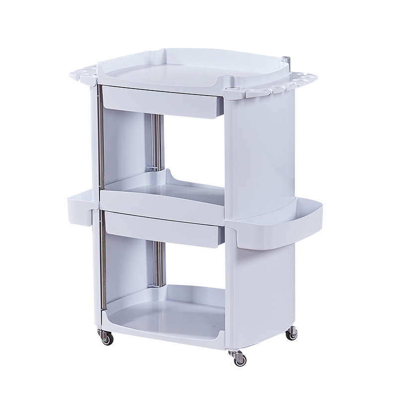 Professional Luxury Salon Trolley Cart with Drawers European Style Plastic Salon Furniture Set 3-Tier Shelf