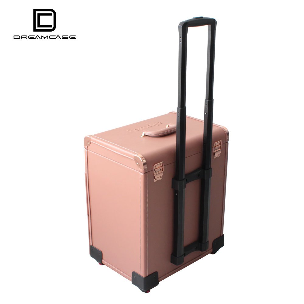 c Beauty salon Makeup vanity Travel Train Case trolley polish gel Box rolling Pu material nail art case