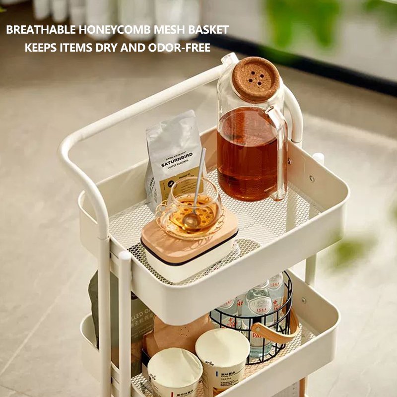 Metal Multifunction Home Storage Organization Rectangle Carbon Steel Floor Type Kitchen Cart Household Storage Organizer Cart