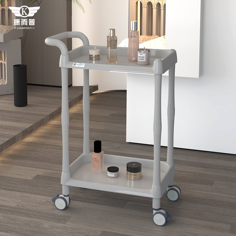 New Design Multifunctional Hairdressing Shop Facial Salon Spa Trolley Easy Install Four Color Two Layer Plastic Beauty Cart