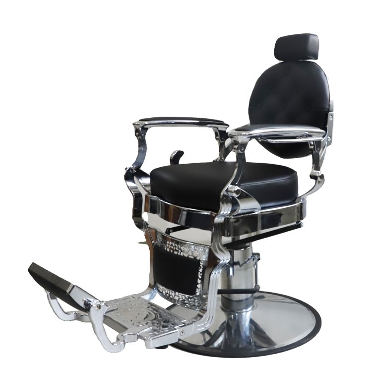Luxury high quality classic retro barber chair aluminum alloy frame customizable leather