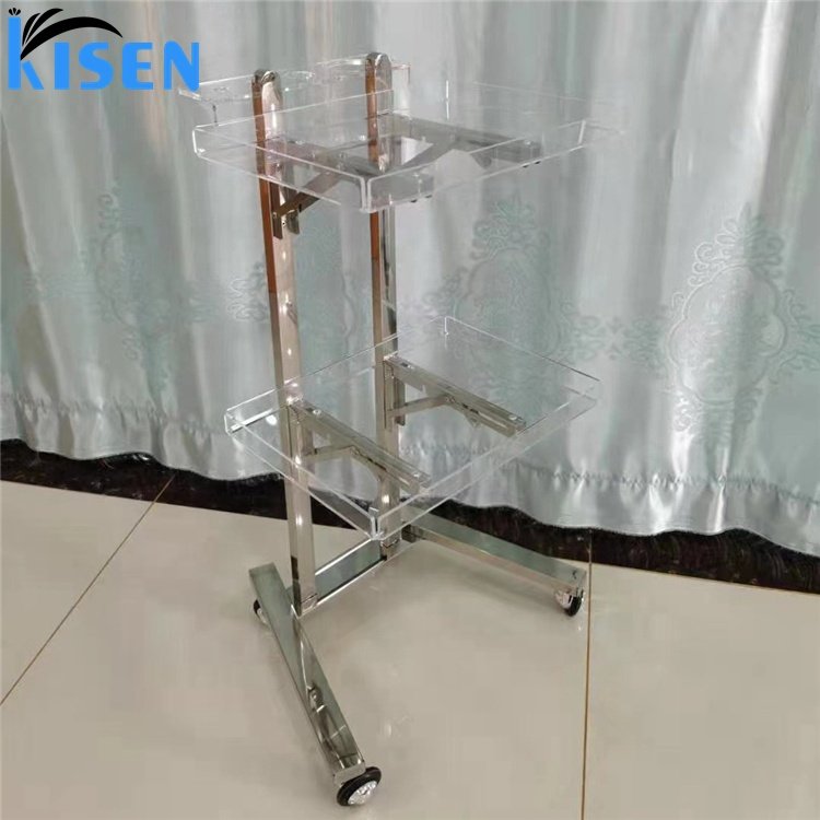 Kisen beauty spa salon cheap professional multifunction salon cart gold silver metal trolley with wheel for beauty bed