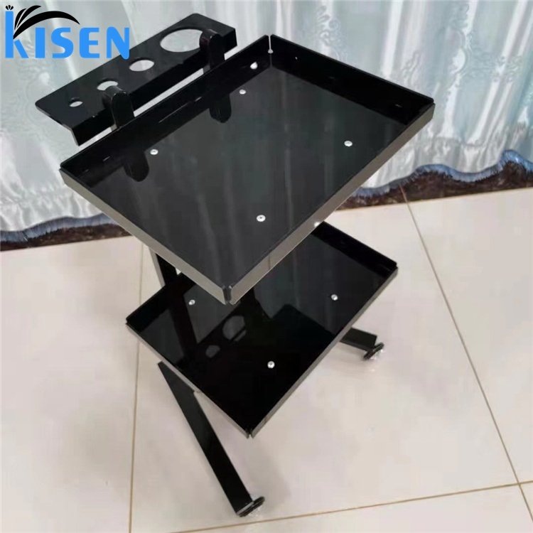 Kisen beauty spa salon cheap professional multifunction salon cart gold silver metal trolley with wheel for beauty bed