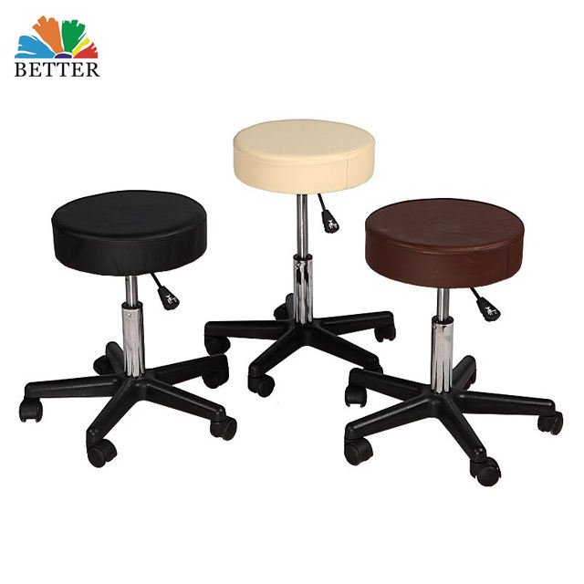 Better Rolling Beauty Salon Stool Round Ergonomic Tattoo Stool Chair For Salon With Wheels